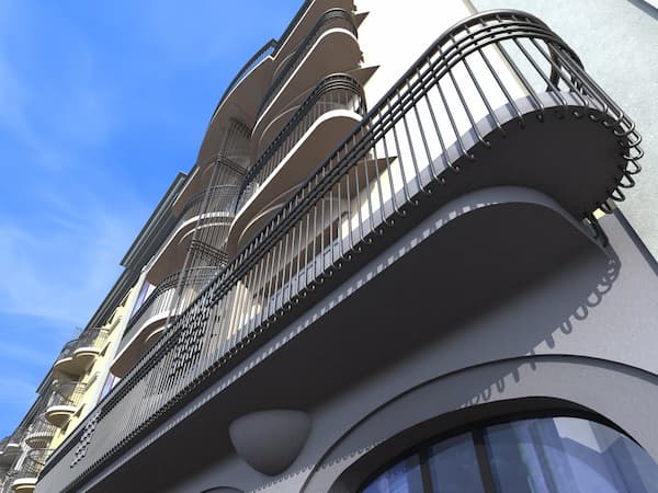 Nowoczesny projekt budynku mieszkalnego, widok na główne wejście