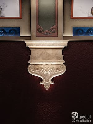 Detal architektoniczny kamienicy po renowacji, Studencka 25, Kraków
